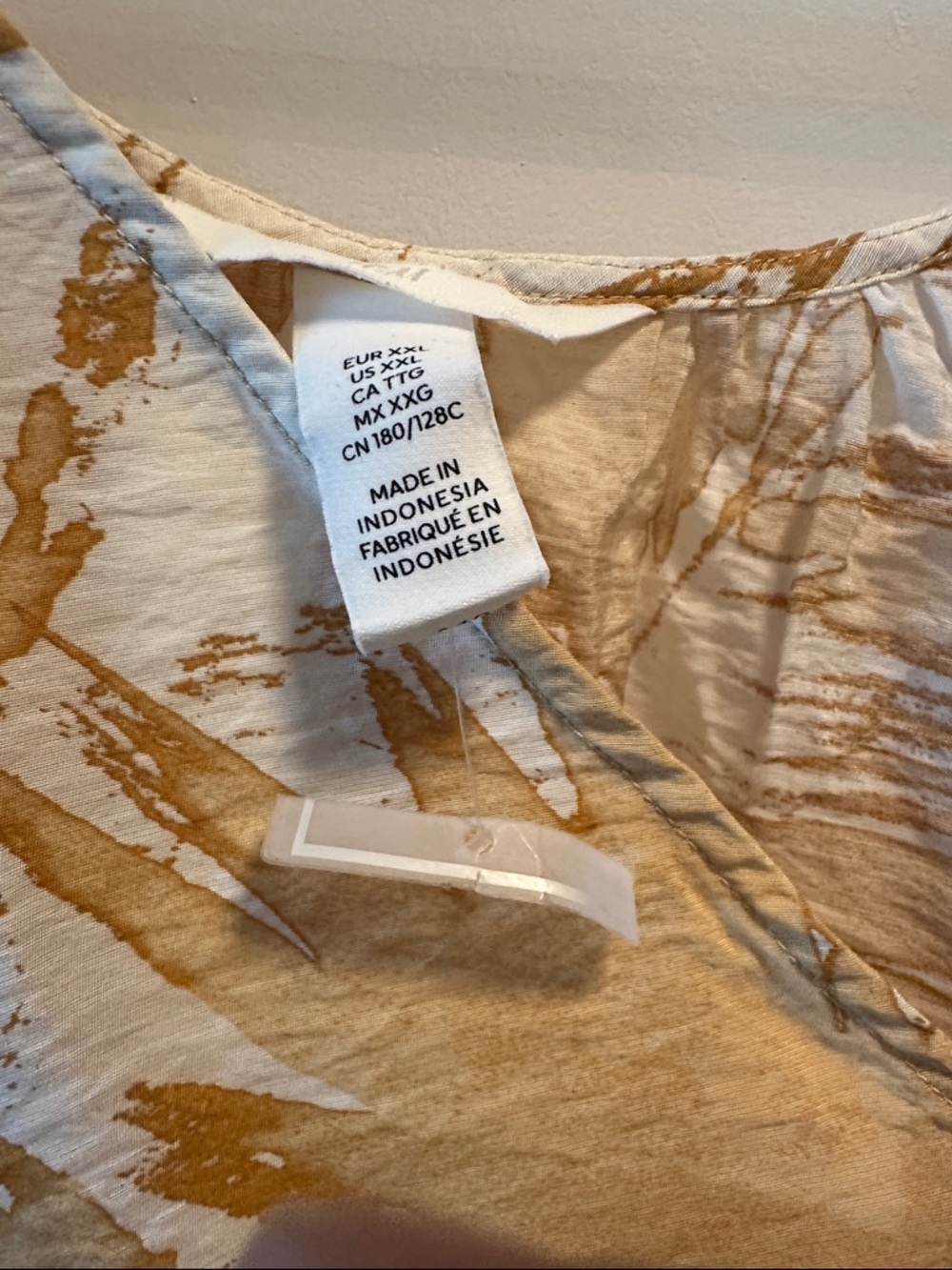 H&M Cream and Yellow Printed V-Neck Babydoll Mini Dress - Picture 3 of 8